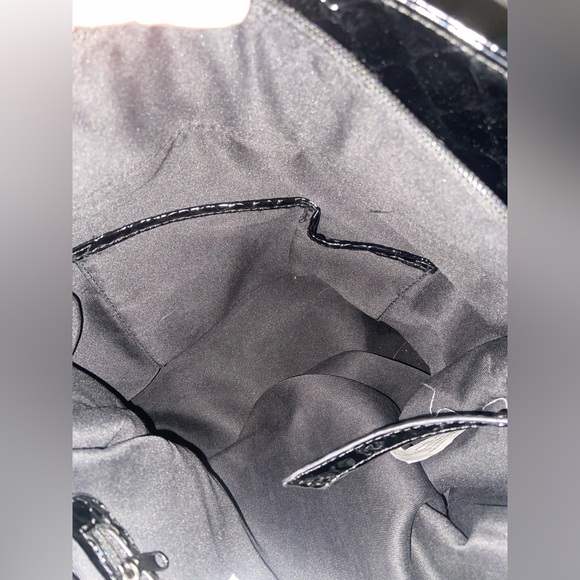 Big Buddha Black Patent Embossed Large Shoulder Bag EUC - Picture 6 of 10